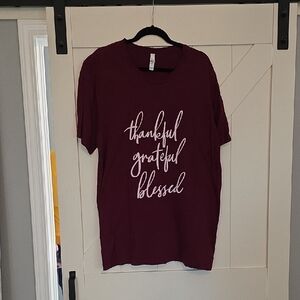 Bella Canvas Burgundy Tee with White Label and Pink Nail Accent